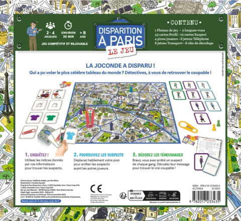 Disparition à Paris - Le jeu - coffret avec plateau et cartes