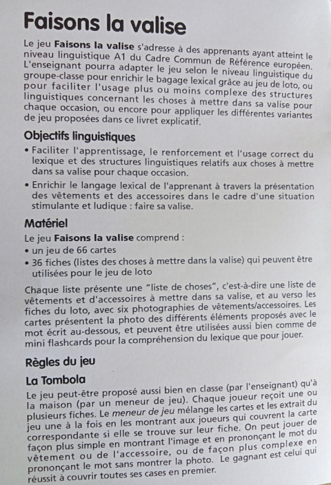 Faisons la valise