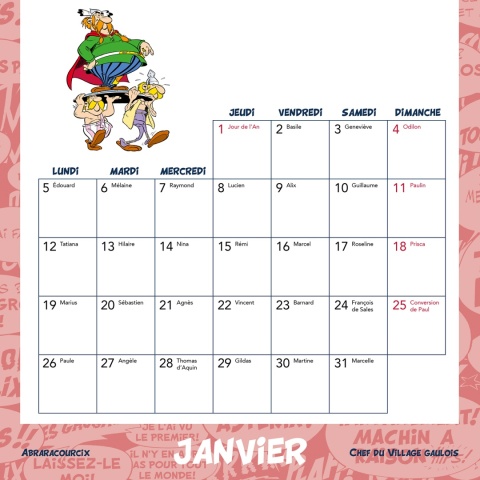 Calendrier Astérix 2026 Calendrier Astérix 2026