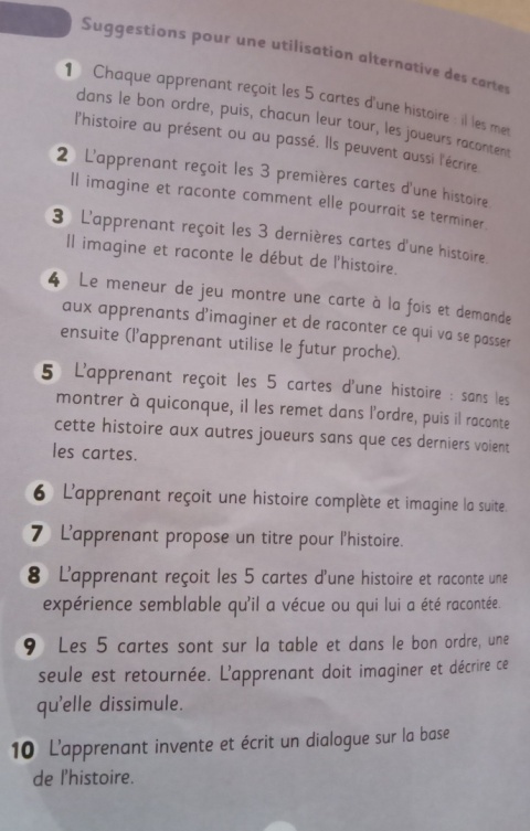 Cinq cartes, Une Histoire - gra językowa Cinq cartes, Une Histoire - gra językowa