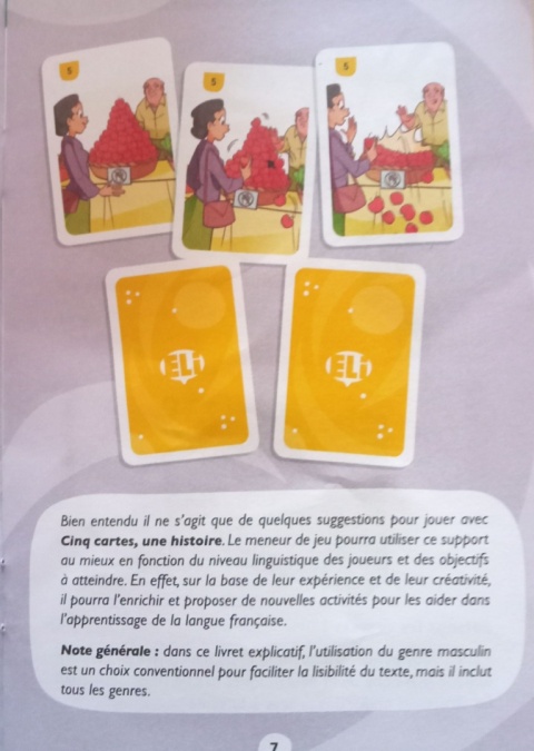 Cinq cartes, Une Histoire - gra językowa Cinq cartes, Une Histoire - gra językowa